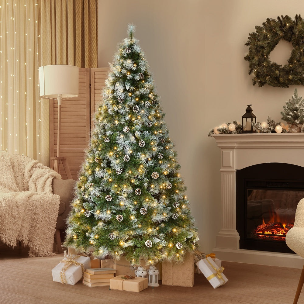 LED Christmas Tree 1.8M 6FT Pre-lit Light 8 Flash Modes Pine Cones