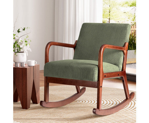 Green Rocking Chair – Corduroy Nursery Armchair Design