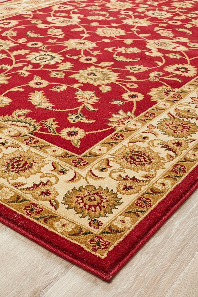 Sydney Collection Classic Rug Red with Ivory Border